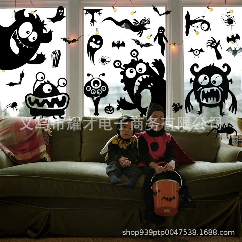 2022 Amazon новые трансграничные Хэллоуин статические наклейки Черная летучая Муча декоративные стеклянные оконные наклейки
