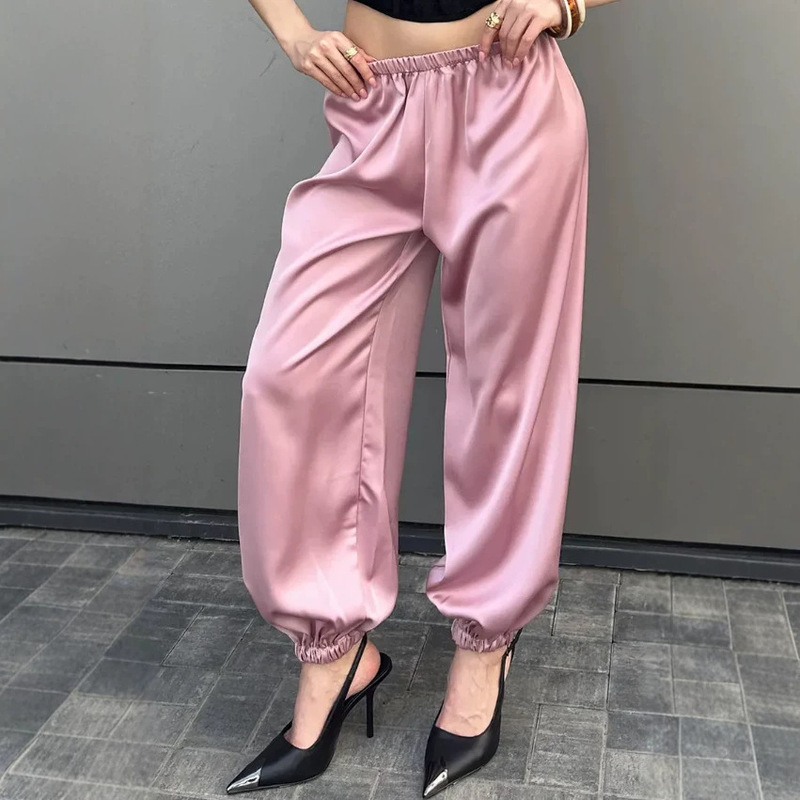Wb Aladdin Pants Crinkled Satin Loose-Fitting Harem Pants Wb Aladdin Pants Crinkled Satin Loose-Fitting Harem Pants