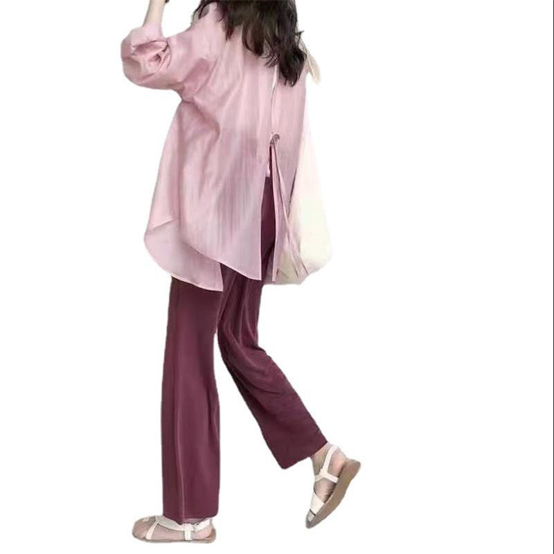 여름 새로운 한국 스타일 간단한 우아한 올 매치 백 스트랩 디자인 센스 태양 보호 셔츠 최고 여성
