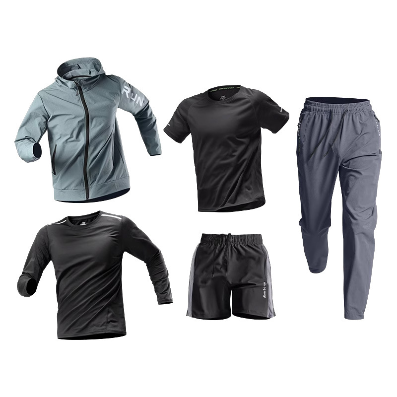Trajes deportivos para hombres de invierno entrenamiento de invierno ropa de gimnasio chaqueta de secado rápido invierno invierno ropa de correr bicicleta baloncesto set de cinco piezas