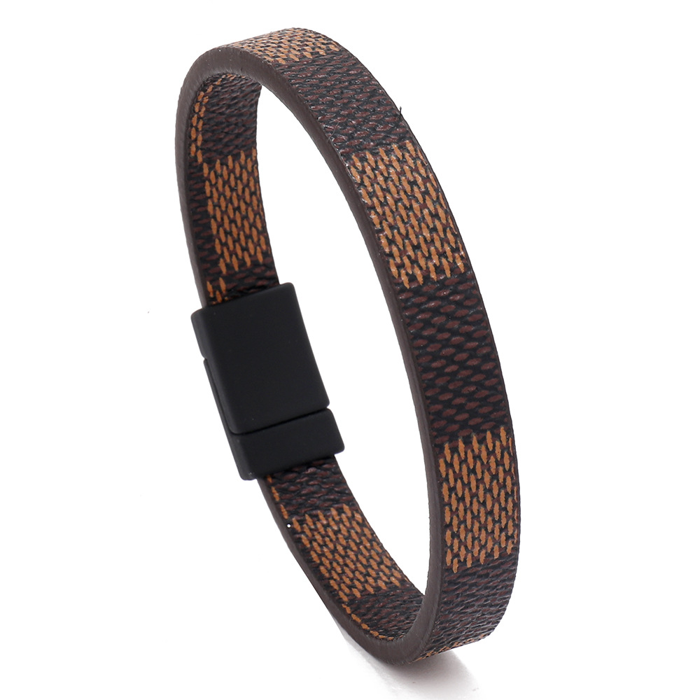 Geometric Pattern Retro Geometric Pu Leather Men's Bracelets Men Cord & Leather Bracelets