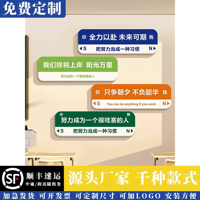 Primary School Classroom Decoration Learning Inspirational Slogans High School Entrance Examination Class Cultural Wall Layout Artifact Self-Study Blackboard Newspaper