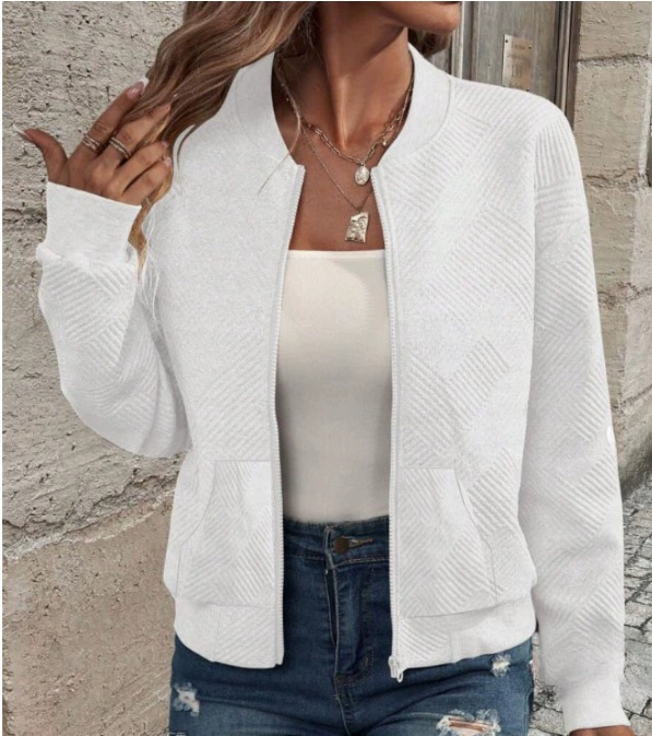 Spring knitted cardigan with zipper, long-sleeve, jacket, western style, high collar
