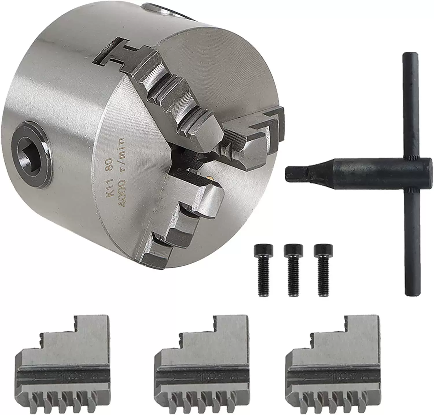 三爪自定心卡盘K11-80 3英寸8cm数控车床CNC钻孔机车床夹头跨境