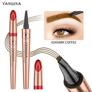 New Cross-border Makeup YANQINA YANQINA Four-prong Liquid Eyebrow Pen Waterproof Sweat-proof No-caking Four-claw Eyebrow Pen