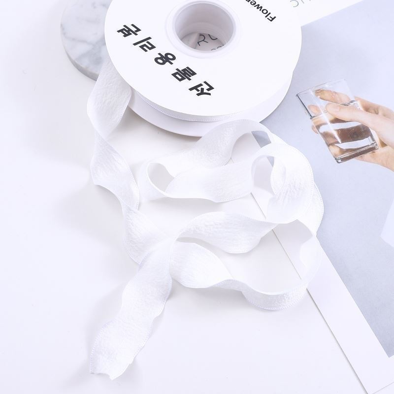 Fishtail oreja hilo pequeña cinta plisada fresca borde ondulado cinta flor material de embalaje ramo cinta