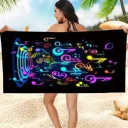 Music Score Pattern Beach Towel Lightweight Windproof Quick Dry Towel Beach Towel Sand Free Bath Towel Light Blanket Travel Camp