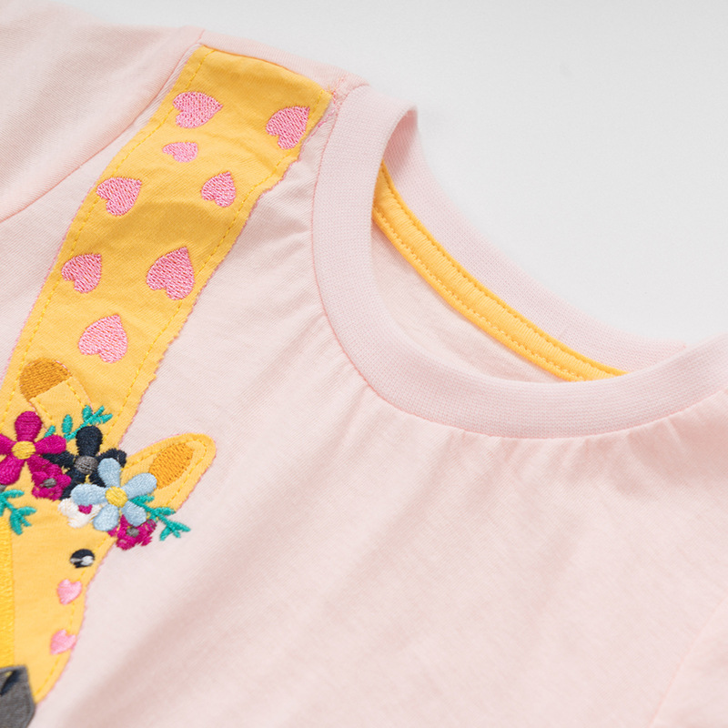 Malwee verano nuevo europeo y americano niños ropa de dibujos animados animal algodón manga corta chica cuello redondo Camiseta top