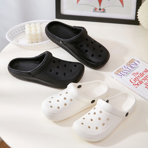 Summer Holes Slip-on Sandals Men's Shoes Non-slip Beach Shoes Dual-color Lightweight Two-in-one Slippers Breathable Rounded Toe Cooling Slippers for Women