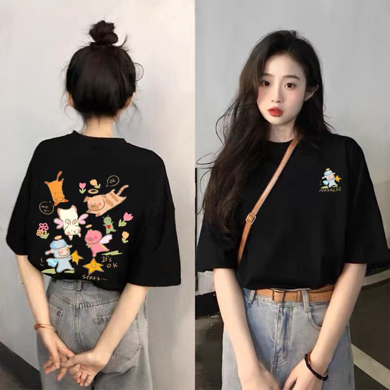 カピバラ Tシャツ レディース ホワイト 半袖 ピュアコットン 2025 新作 人気 夏 ゆったり 大きいサイズ トップス Tシャツ トレンド|undefined
