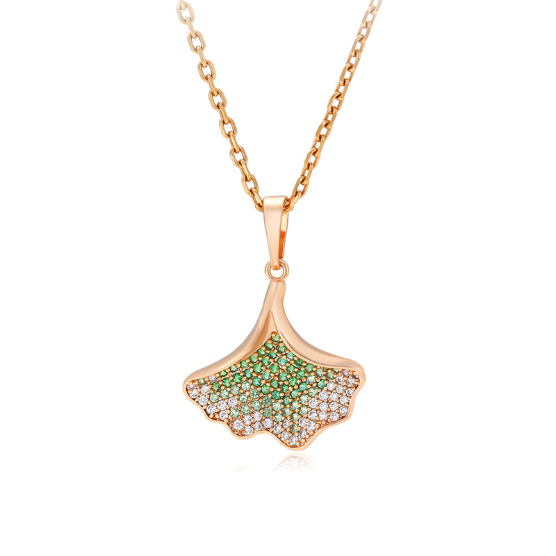 Xuping Jewelry Sansheng tiene un collar colgante de hoja de ginkgo de albaricoque de color femenino, joyas artificiales, hojas, collar de alta calidad