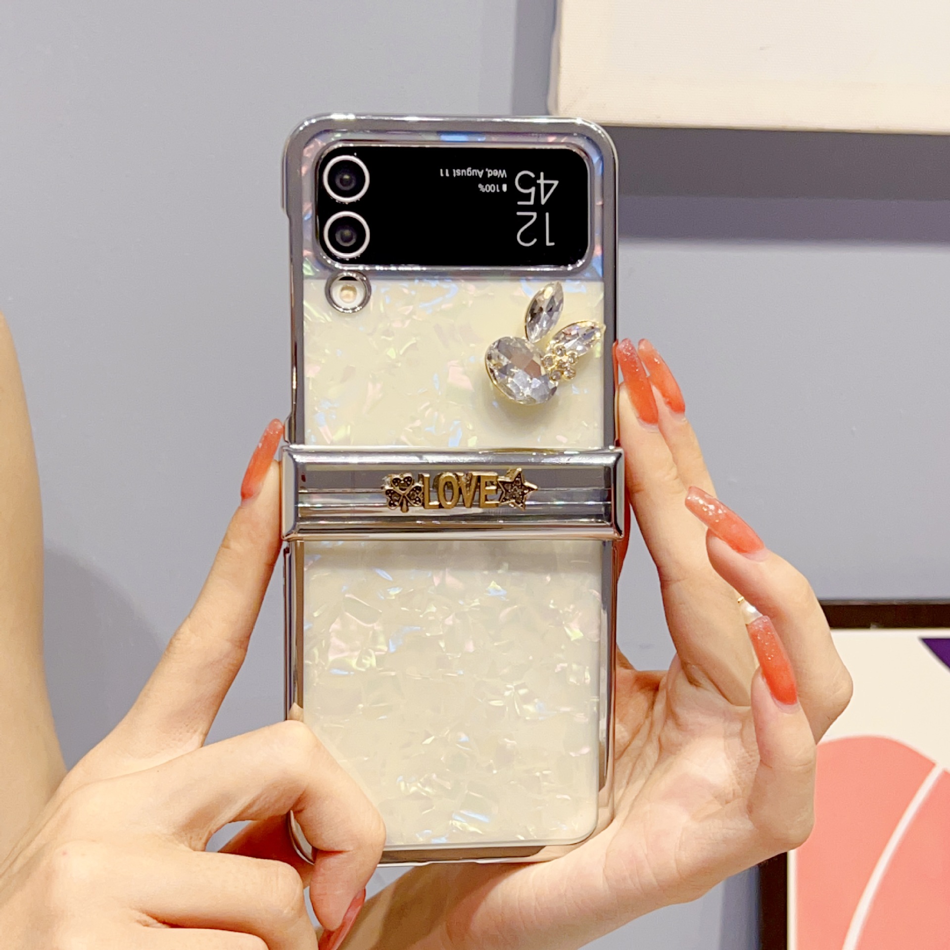 Folding Phone Case For Samsung Z Flip With Shell Diamond Rabbit_voghion.com