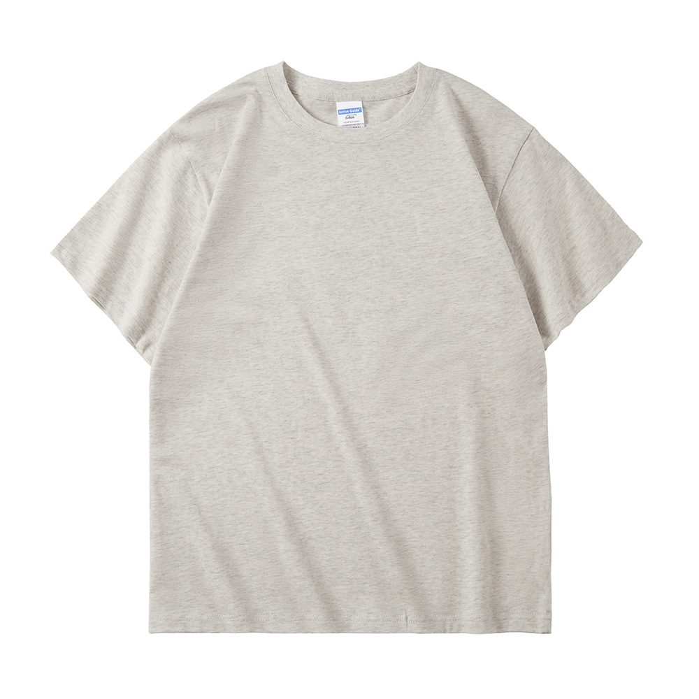 Ag40 hilos dobles 210g algodón puro en blanco cuello redondo manga corta pareja camiseta personalizada marca de moda camisa cultural mujer verano