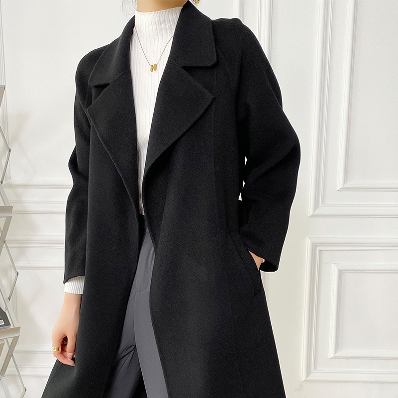 Abrigo de Cachemira de Doble Cara para Mujer 100% Lana para Otoño e Invierno