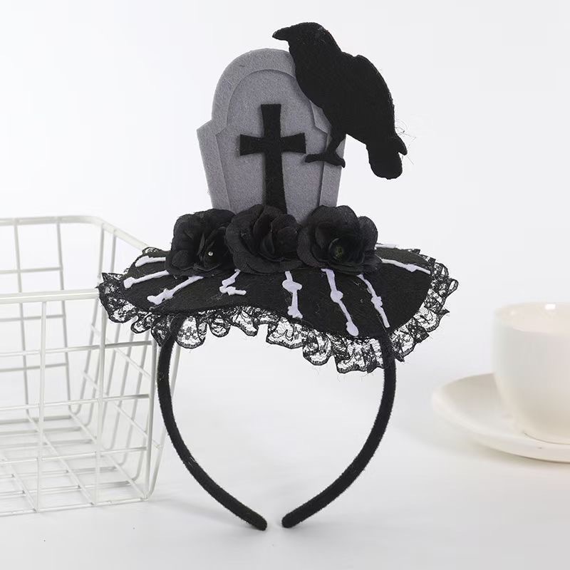 Hip-Hop, Funny Style Women's Hip-Hop Funny Halloween Pattern Mixing Lace Hair Band