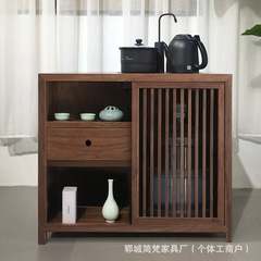 新しい中国風の古いニレ茶キャビネット無垢材ダイニングサイド家庭用ティーテーブル湯沸かしキャビネット多機能統合モバイル収納キャビネット