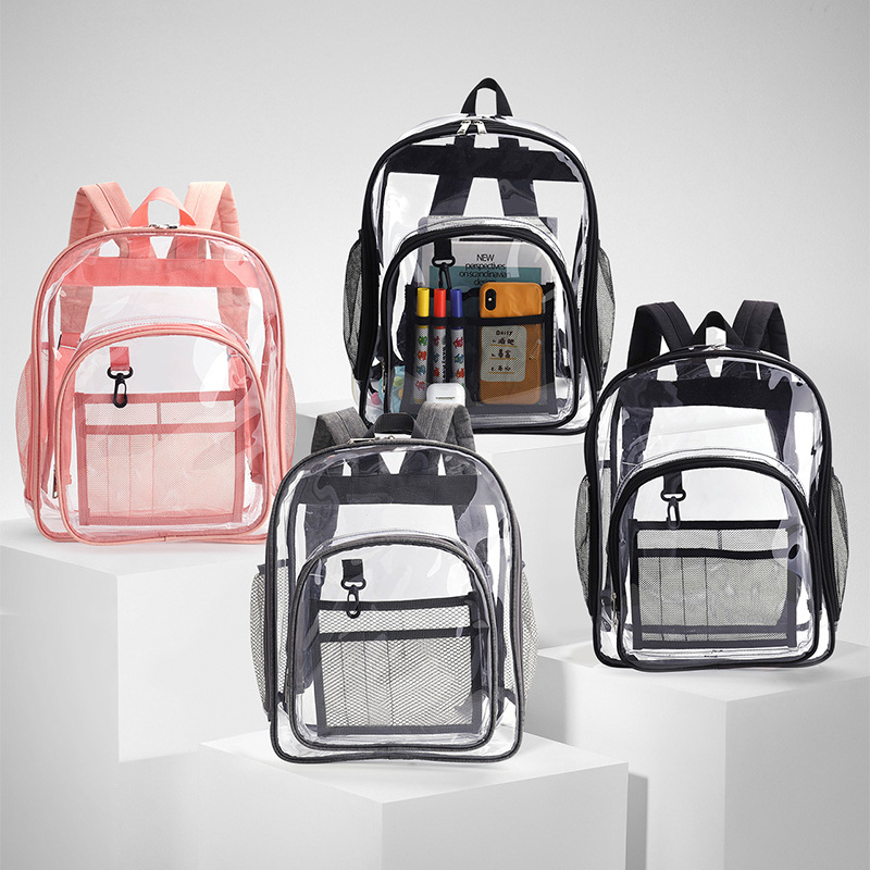 Pvc Solid Color Fashion Transparent Square Functional Backpack display picture 1