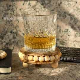 跨境木珠托盘派对装饰蛋糕甜品盘氛围感香薰蜡烛底座咖啡杯托盘