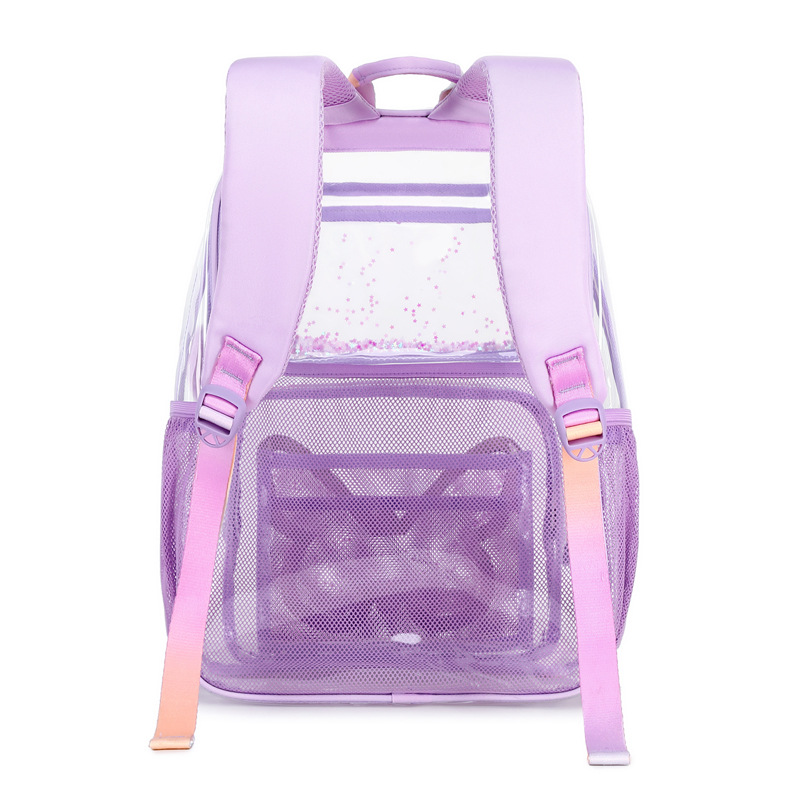 Mochila transparente para niñas de secundaria, mochila ligera de gran capacidad, mochila sencilla multifuncional, impermeable y ultraligera