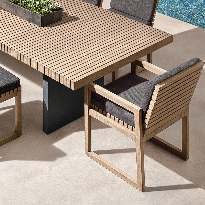 Mesa y silla de teca al aire libre patio terraza antiagua muebles de protección solar jardín al aire libre combinación de mesas y sillas de madera maciza
