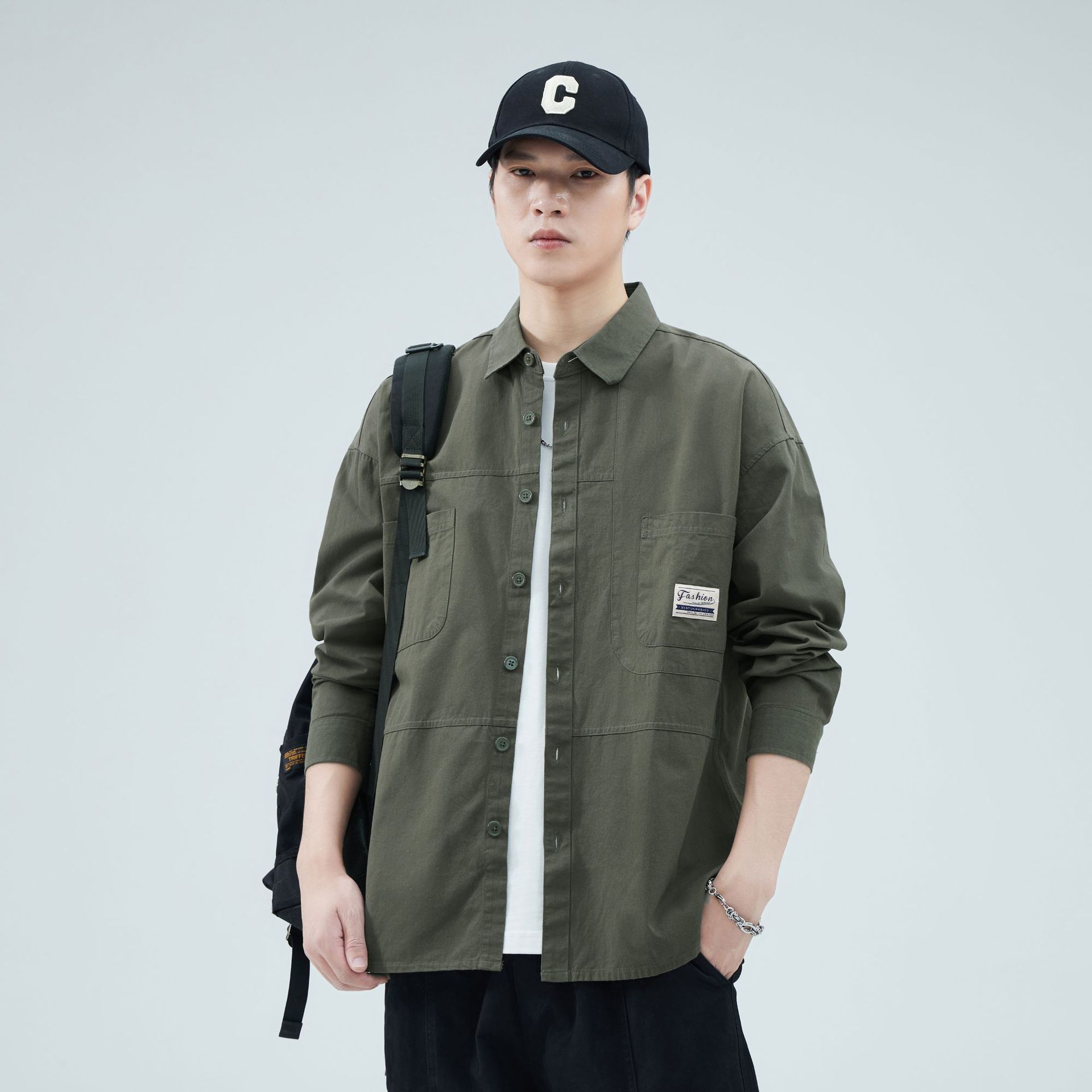 Camisas personalizadas exclusivas para hombres primavera y verano algodón de manga larga casual de hombre de alto nivel de algodón con solapa americana