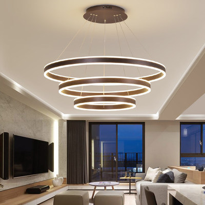 跨境led客厅灯吊灯创意后现代简约个性圆环形北欧卧室餐厅灯吊灯|ms