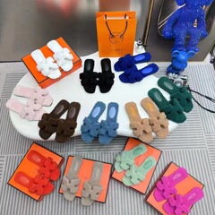 H ネットセレブ カジュアル キャンディーカラー ラムファーシューズ テディファウル フリース H スリッパ レディース アウター フラットスリッパ