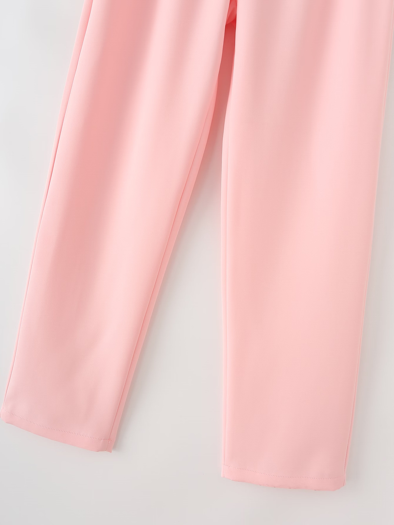 Women's Clothing solid color bow tie cuffs pleated suit jacket casual trousers suit _mkmklike.com