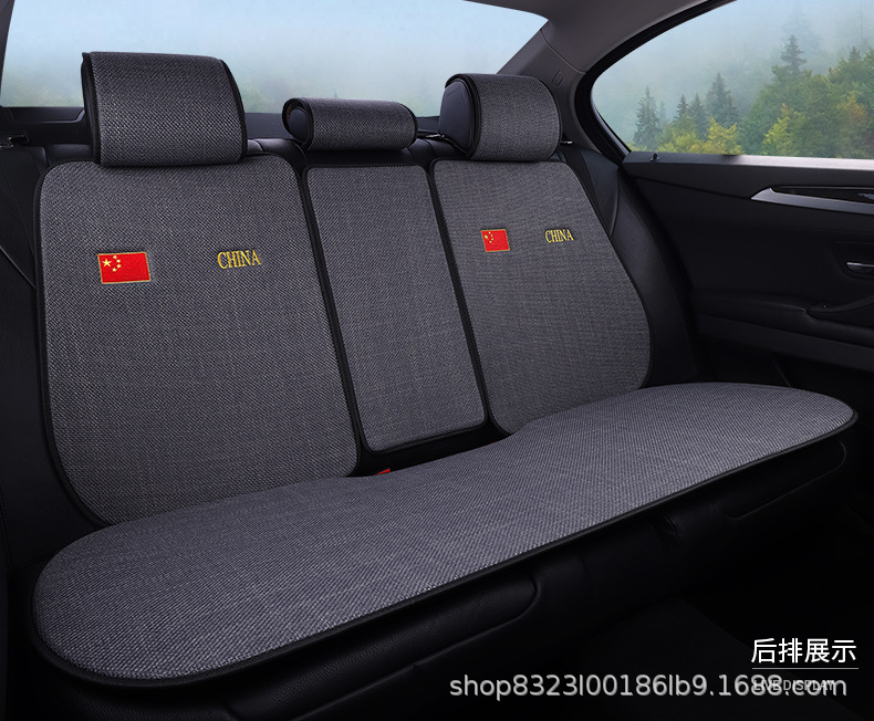 New Car Seat Cushion Made of Cotton and Linen, Suitable for All Seasons, Breathable, Non-Slip, Three-Piece Backrest Cushion, Available for Dropshipping