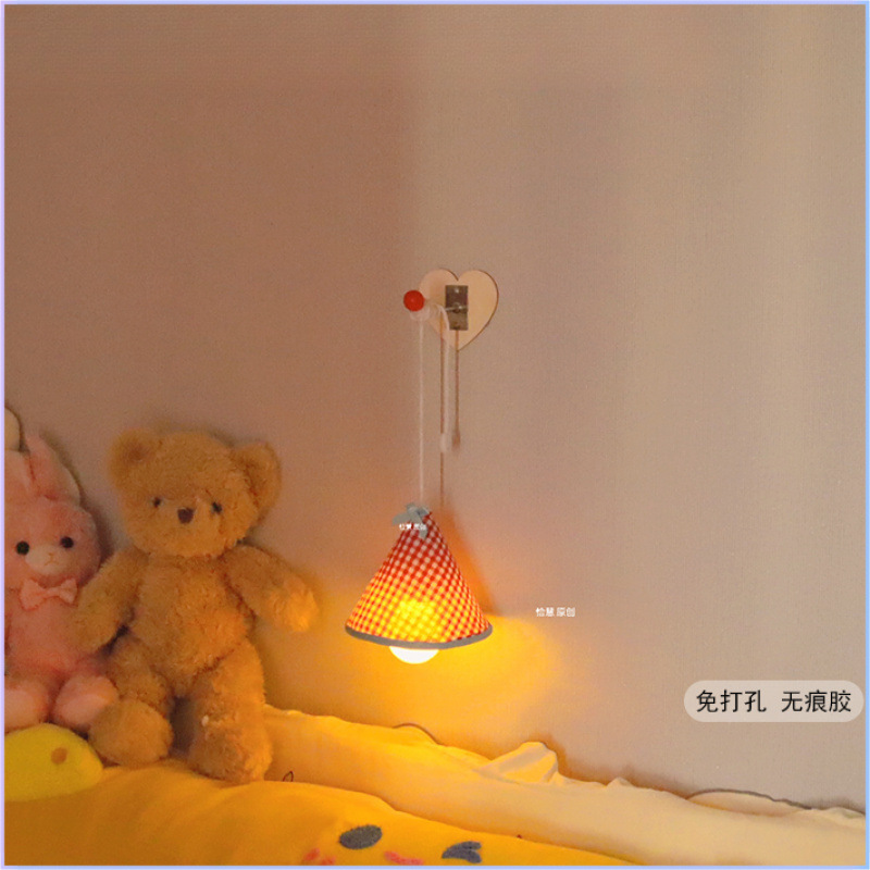 かわいいフォレストナイトライト寝室女の子睡眠かわいいワイヤレスルームナイトベッドサイド雰囲気ライト壁掛けランプ|undefined