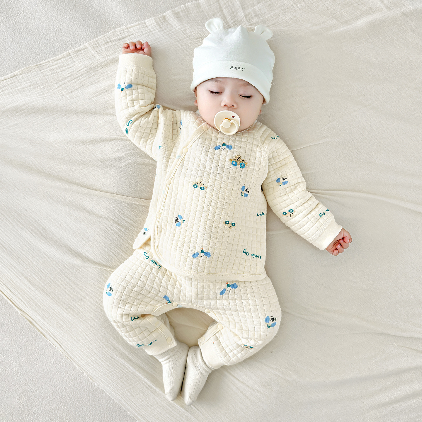 Baby calentamiento ropa interior set otoño-invierno recién nacidos hombres y mujeres base de algodón cintura alta protector del estómago split baby chaqueta de otoño pantalones de otoño