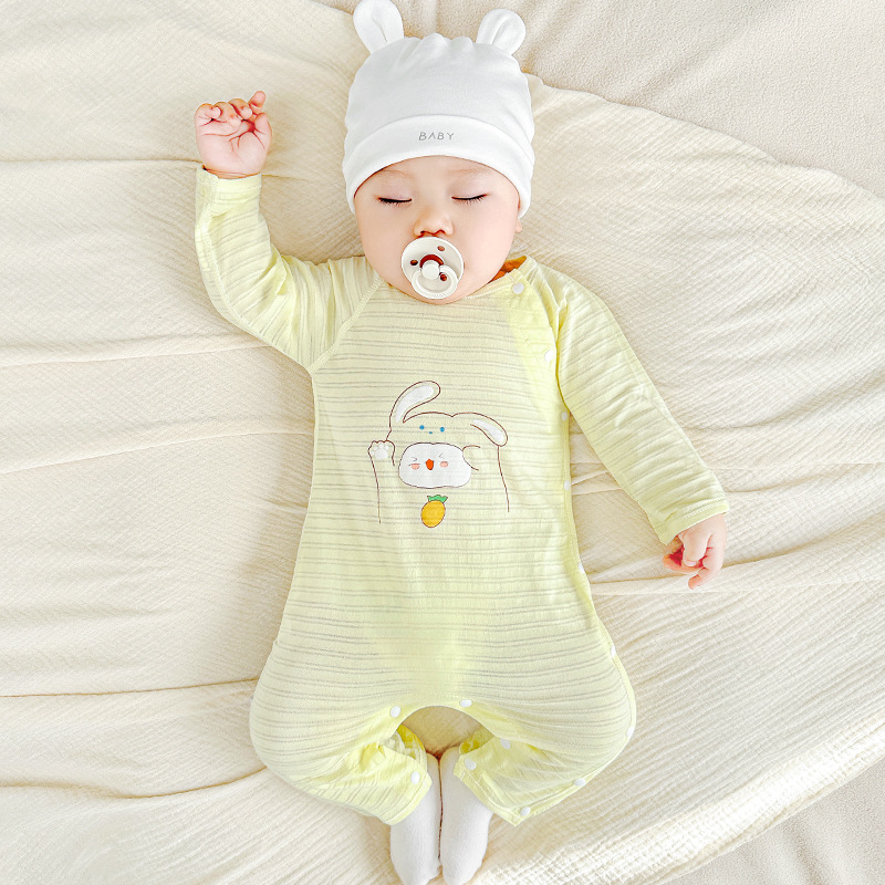 Bebé verano mono ropa de recién nacido algodón fino de manga larga aire acondicionado pijamas para hombres y mujeres ropa de verano para bebés