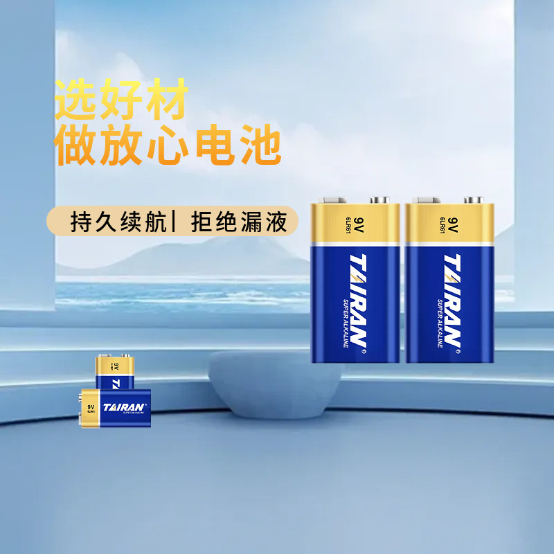 钛冉9V碱性电池6LR61烟感器器金属探测仪智能家居遥控器聚能电池