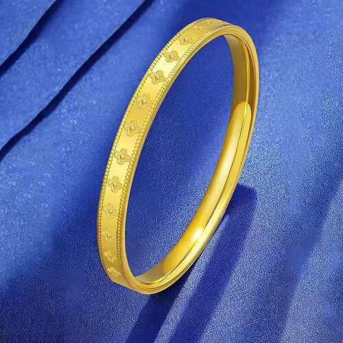 Classic four-leaf clover bracelet brass gold-plated closed ring lucky four-leaf clover bracelet women's jewelry gift