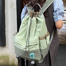 轻便双肩包束口抽绳背包2024新学生研学户外运动登山大容量旅行包