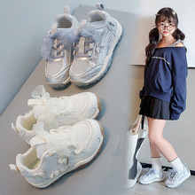女童鞋2026夏季新款软底蝴蝶结鞋子女春秋透气网面轻便儿童运动鞋