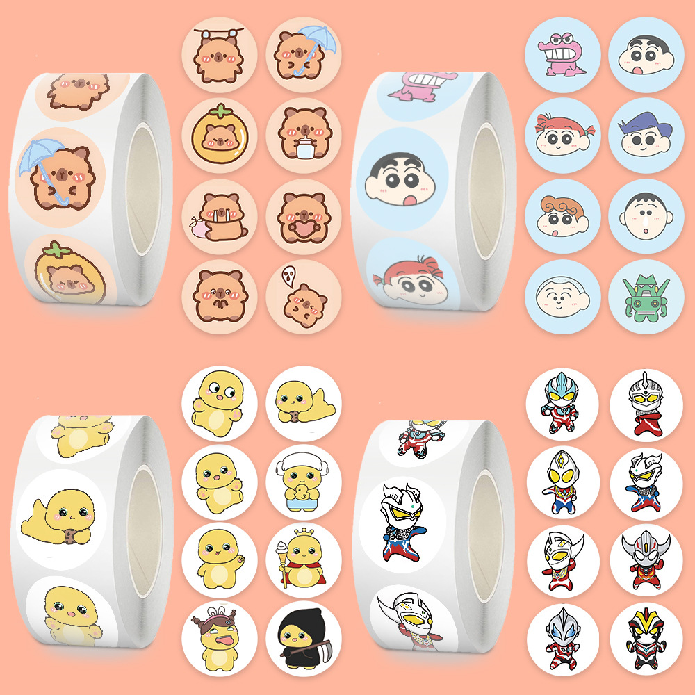 Pegatinas para niños, rollos, rollos, dibujos animados, recompensas para niños, pegatinas de sellado de Sanrio femenino, pegatinas de material de cuenta manual, cinta de película de corte