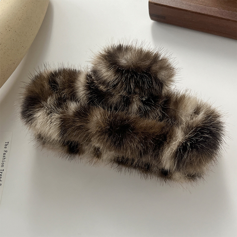Rectangular french leopard print mink hair 13cm