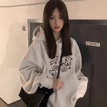 美式连帽卫衣女2024秋冬新款加厚加绒重磅上衣外套慵懒风宽松版型