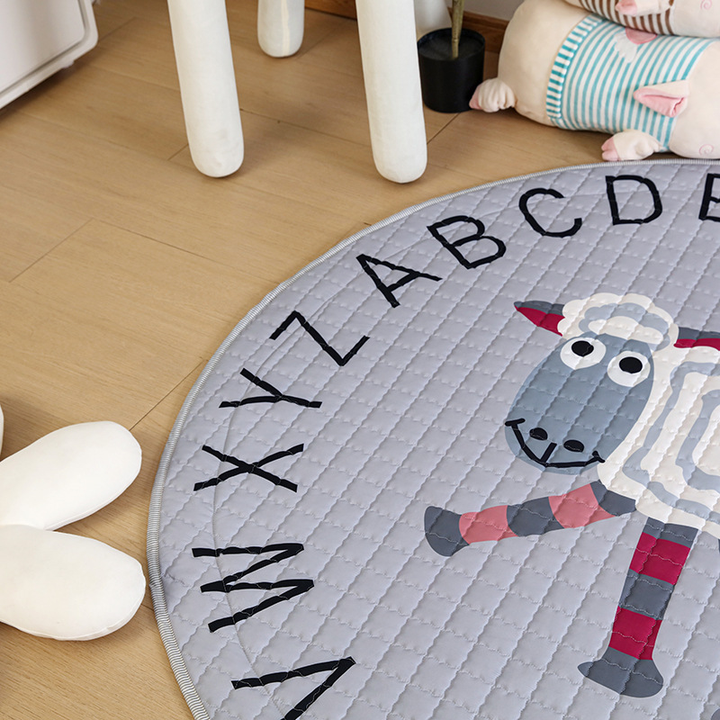 Cross-Border Ins Style Cotton Toy Invisible Storage Floor Mat Round Children's Non-Slip Cartoon Mat Game Mat Available for Wholesale