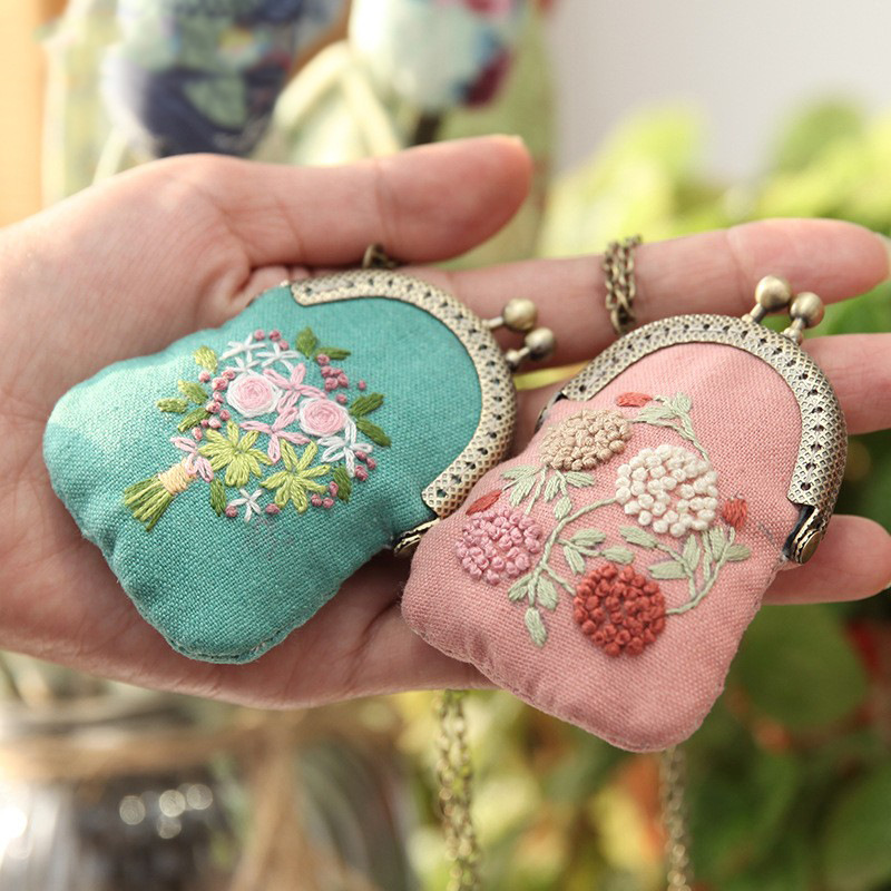 Jinhao collar hecho a mano DIY bordado boca Bolsa de Oro adornos creativo regalo femenino paño bordado kit suéter cadena