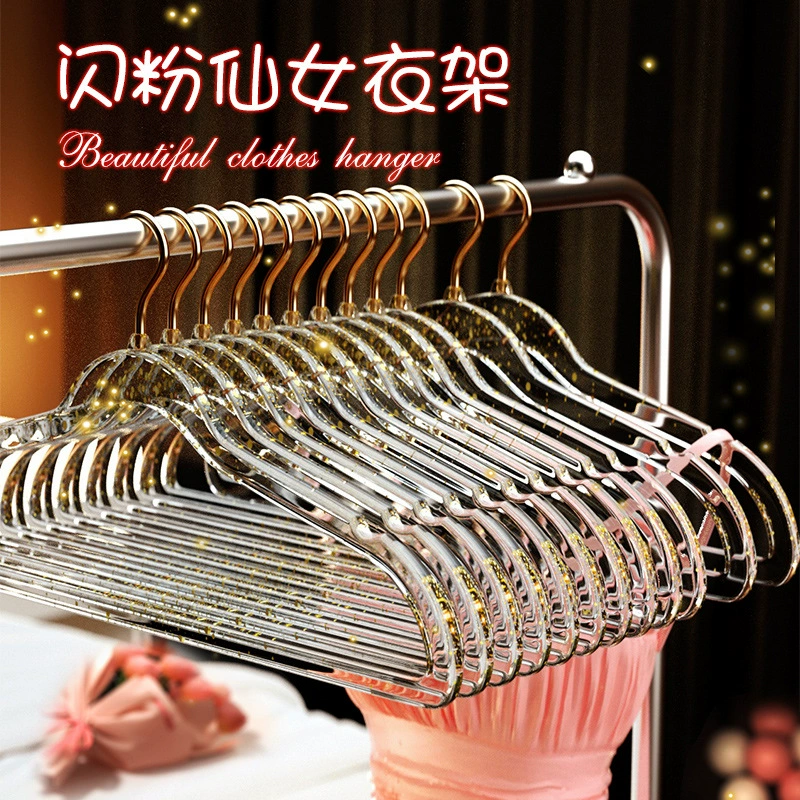 Ins Маленькая Красная книга для верховой езды Акриловая вешалка для одежды в одном стиле Домашняя одежда Висит Бесшовная прозрачная вешалка для одежды с золотым порошком Подвесная поддержка для одежды