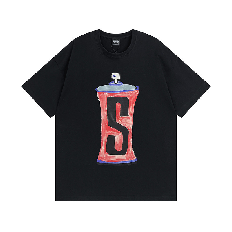 国境を越えた卸売りstyスチュアート黒8クラシック24ss半袖純綿夏ゆるいtシャツ男女同金|undefined