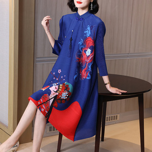 Chinese dress qipao  improved cheongsam plum printing special temperament loose dress