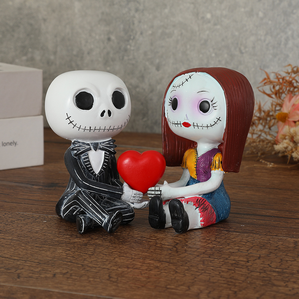 Nuevos adornos de pareja de calavera transfronterizos, personajes de películas creativas, muñecas, adornos de resina, figuras de San Valentín al por mayor