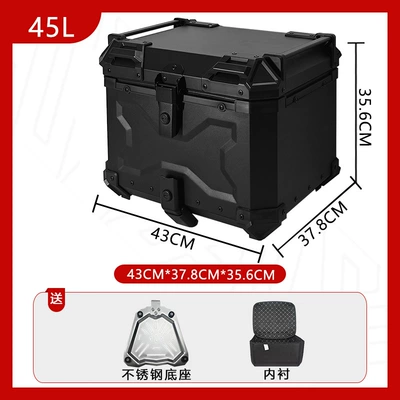 Tail Box Motorcycle Trunk | Motorcycle trunk - new-style-stainless-steel-base-45l-embossed-all-black-luxury-lining-quick-release
