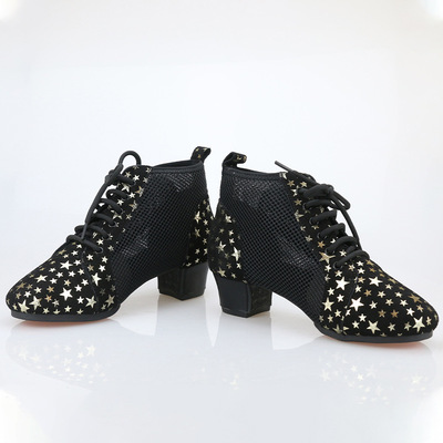 Cool color Betty suede Bootie adult lady square dance ventilation outdoor sailor Ballroom dancing Dancing shoes