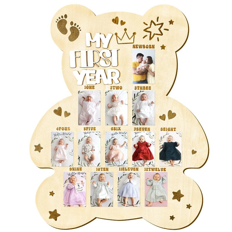 Cross-Border Newborn First-Year Milestone Photo Frame Wooden Baby Photo Display Newborn Growth Commemorative Monthly Plaque Cross-Border Newborn First-Year Milestone Photo Frame Wooden Baby Photo Display Newborn Growth Commemorative Monthly Plaque