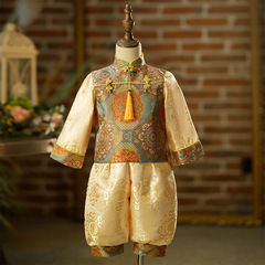 Birthday dress for boys, Chinese style 2024 new children's Tang suit, baby's first-year birthday clothes, summer and spring Hanfu