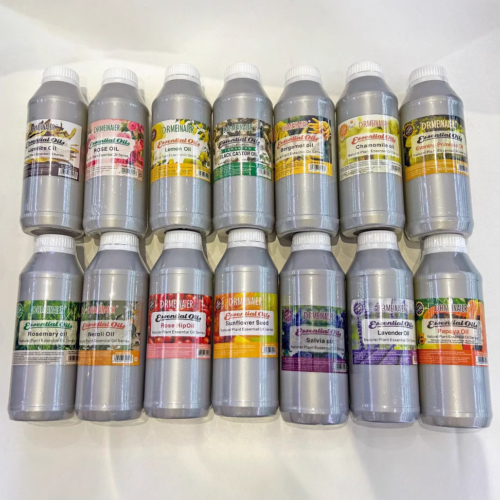 跨境 天然植物按摩油1000ml 抚触精油灰瓶油 外贸批发